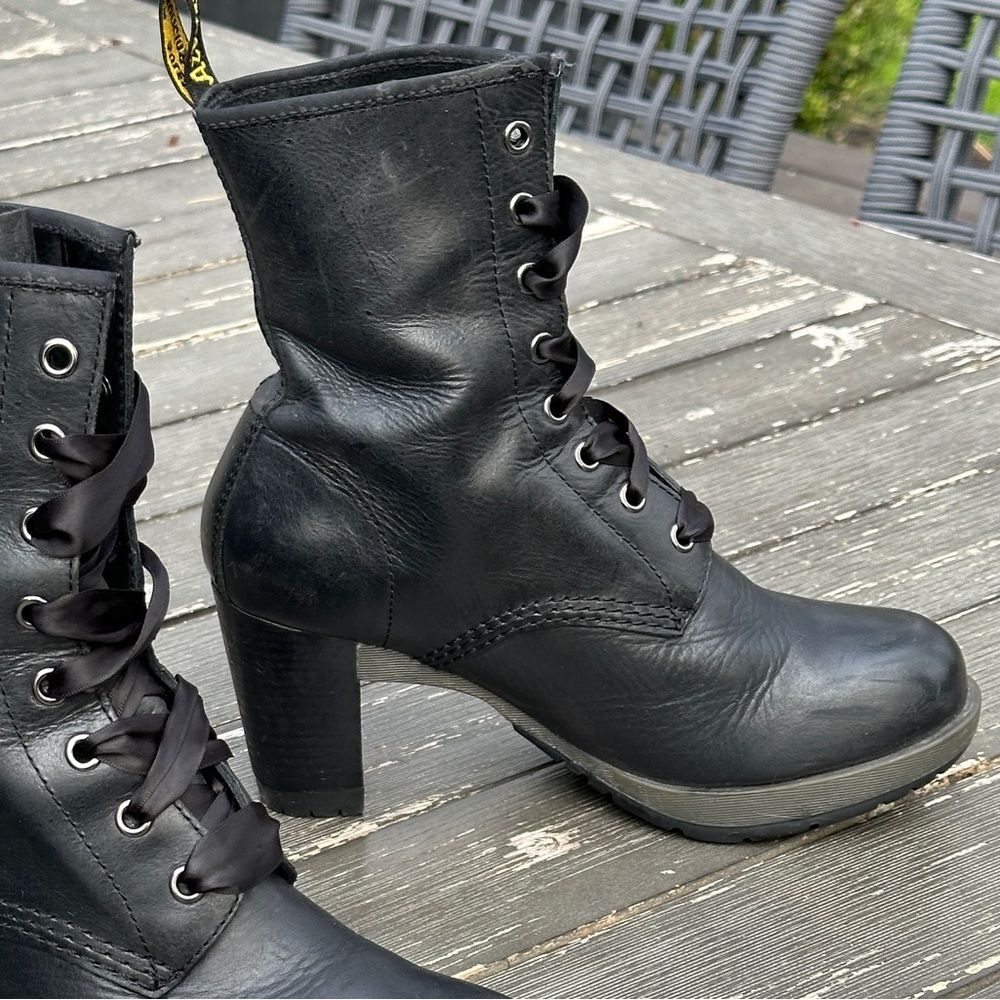 SOLD - Dr. Doc Marten’s Darcie Black High Heel Boots Womens 39 Size 8 - Picture 6 of 11